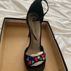 Black satin shoe never worn